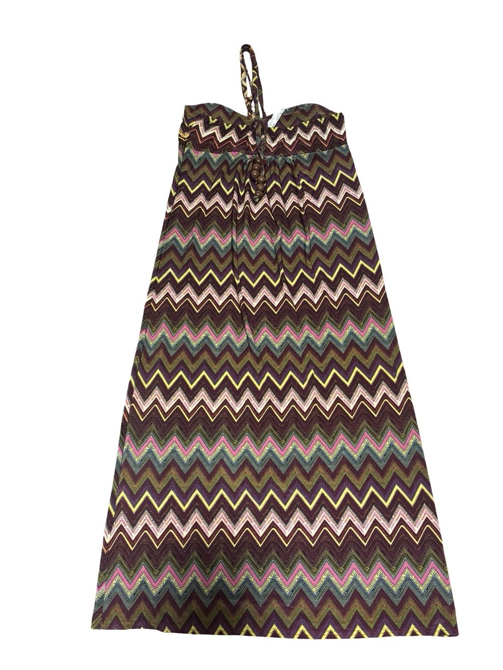 Cristinalove 70โs Bohemian Indie Sleaze Chevron Colorful Maxi Dress Large